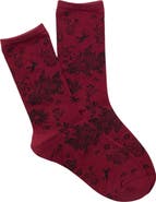 Natori Cascading Floral Fashion Crew Socks