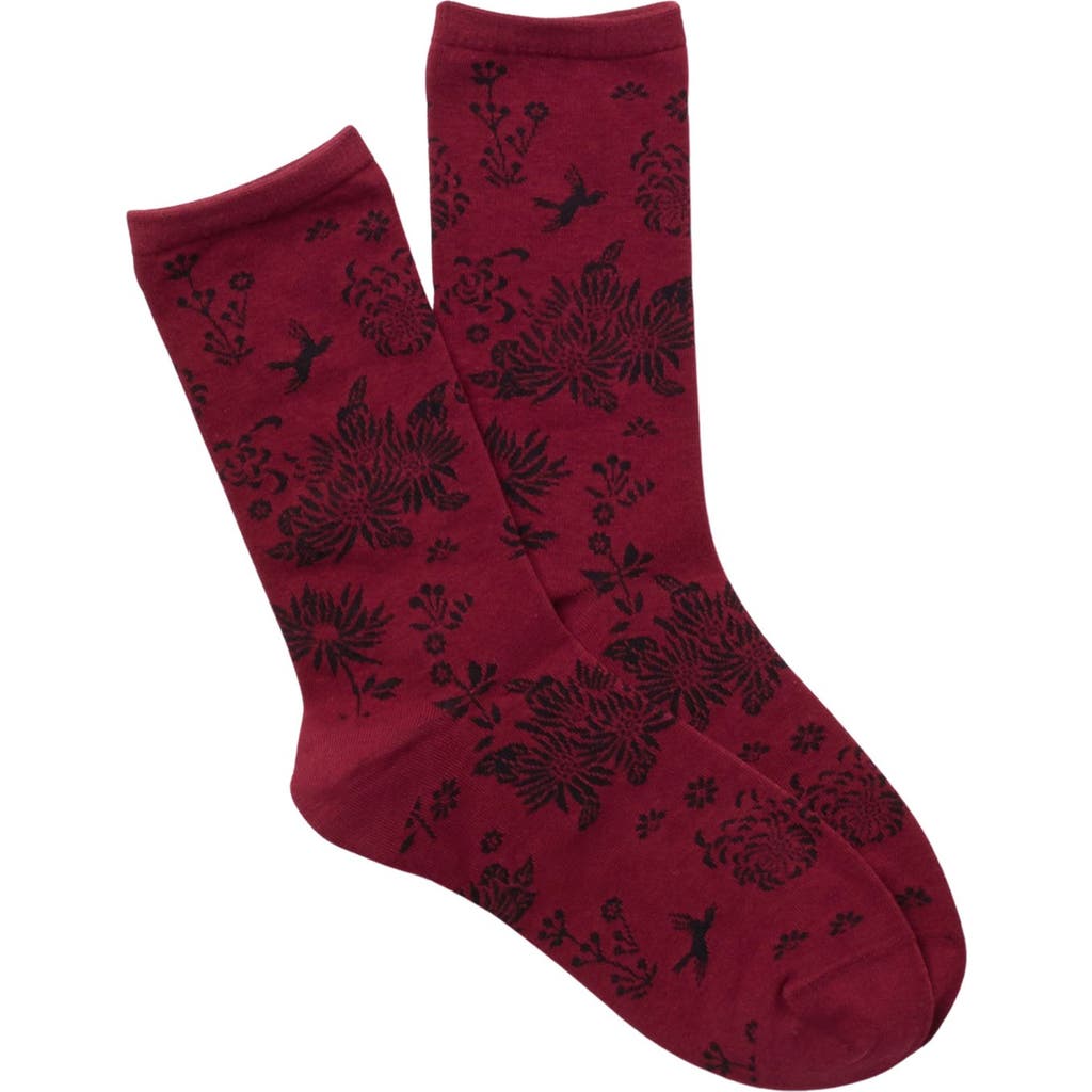 Natori Cascading Floral Fashion Crew Socks