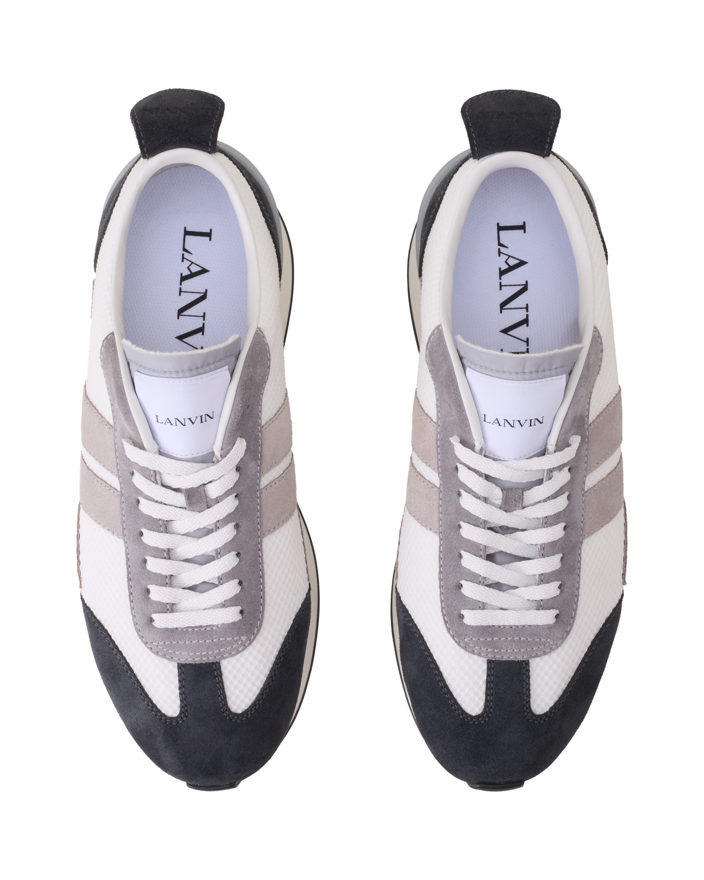 Lanvin Bumpr Sneakers In Mesh And Brushed Suede, Alternate, color, Grey