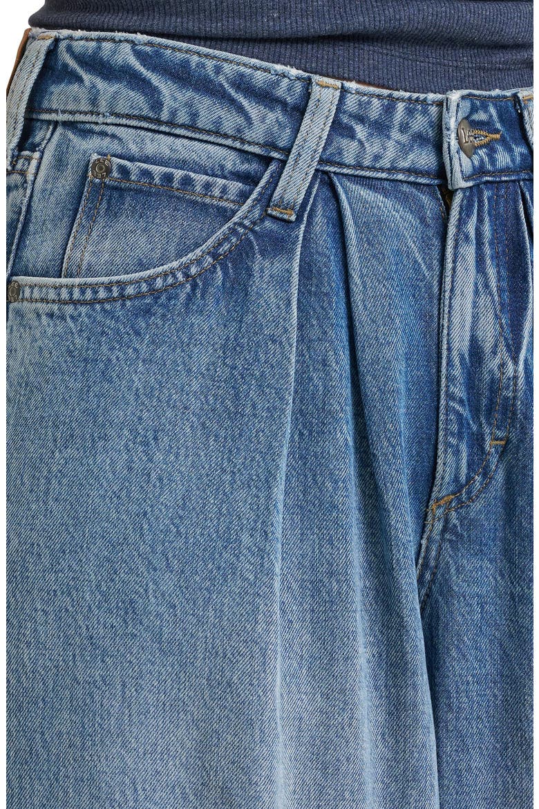 Slouchy Pleated Wide Leg Jeans, Alternate, color, PREPPY BLUE