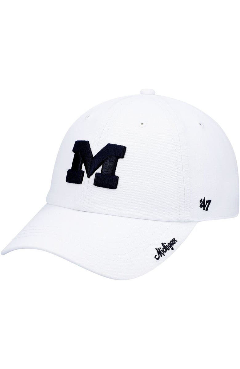 '47 Women's '47 White Michigan Wolverines Miata Clean Up Logo Adjustable Hat, Main, color, 