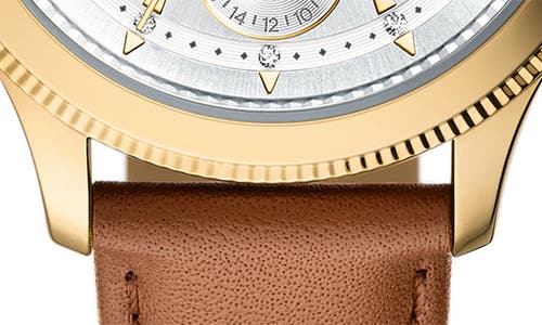 Fossil Brynn Multifunction Leather Strap Watch, 38mm In Gold