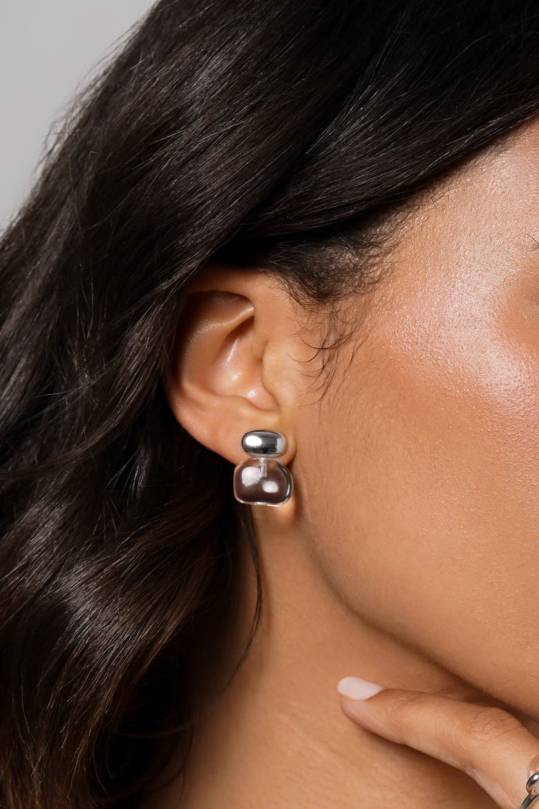 Pebble Stack Studs, Alternate, color, Silver