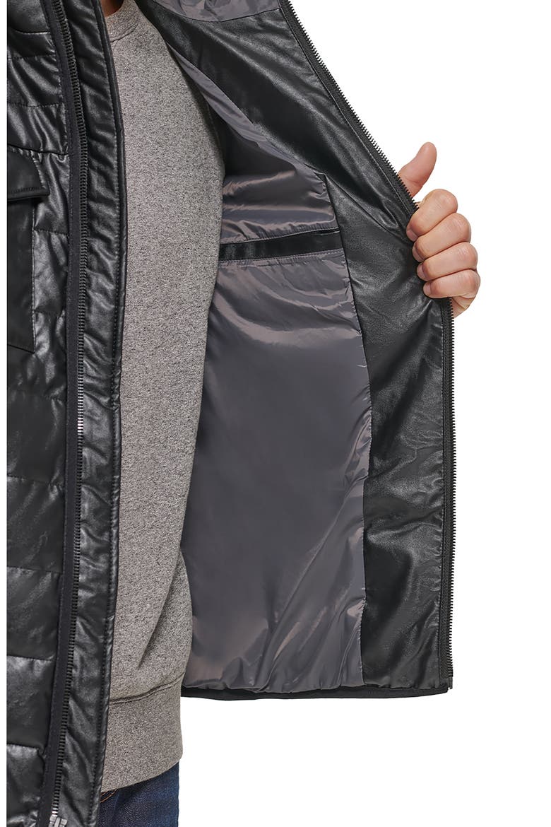 Faux Leather Quilted Jacket, Alternate, color, BLACK