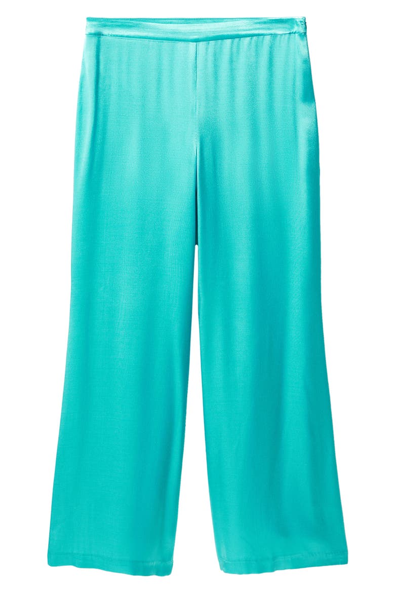 Satin Palazzo Pants, Alternate, color, TURQUOISE