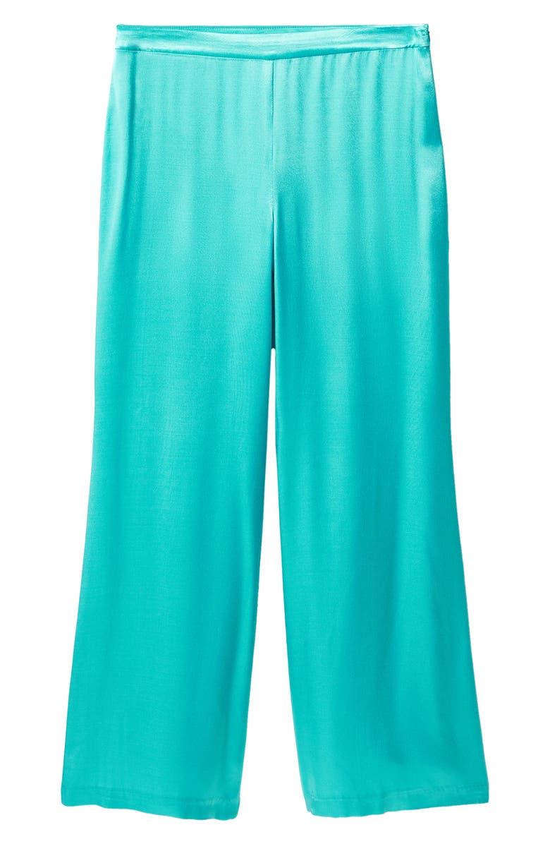 MANGO Satin Palazzo Pants, Alternate, color, Turquoise
