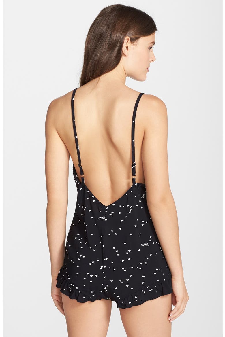 Print Sleep Romper, Alternate, color, BLACK WILD HEARTS