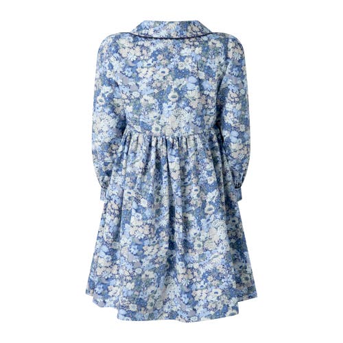 Rachel Riley Blue Floral Button-front Dress In Blue