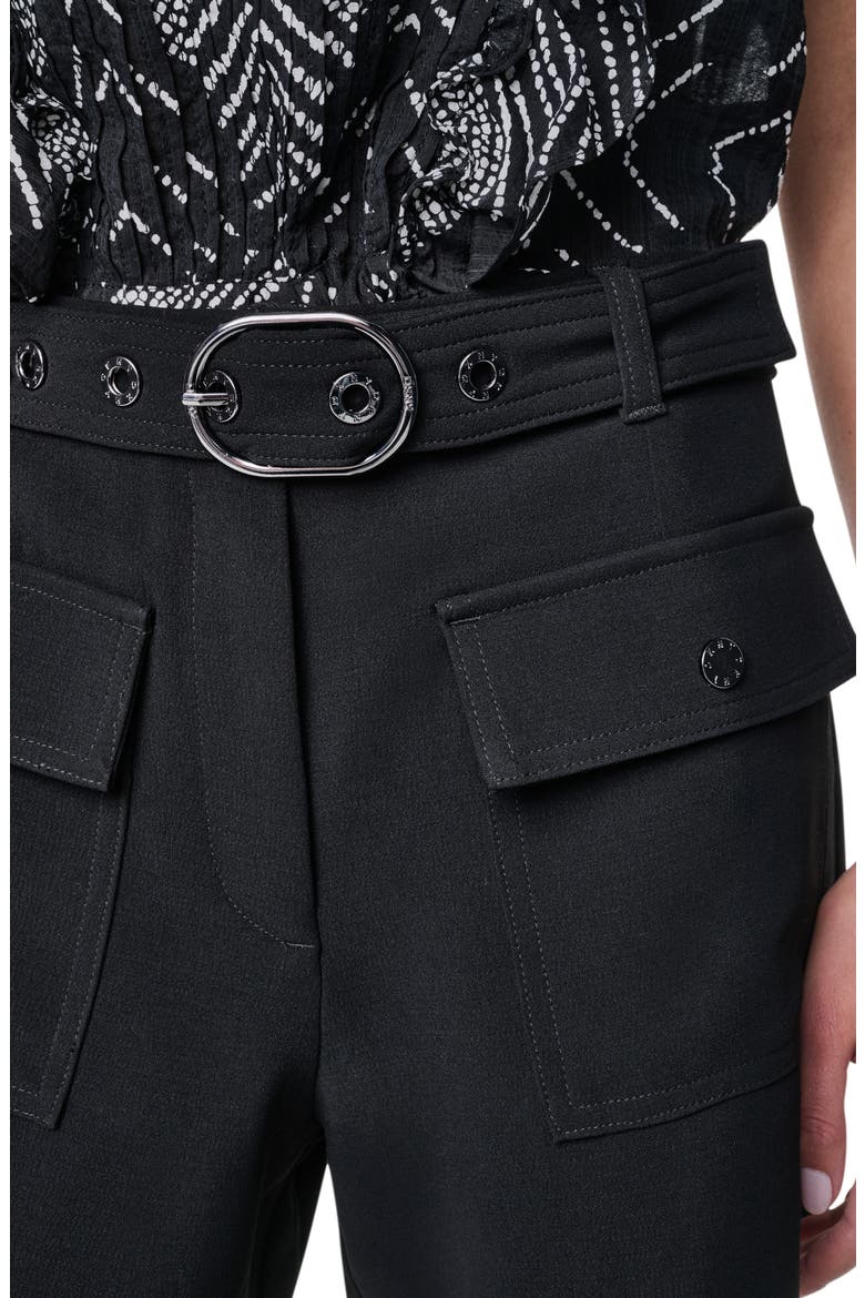 Belted Crepe Shorts, Alternate, color, BLACK
