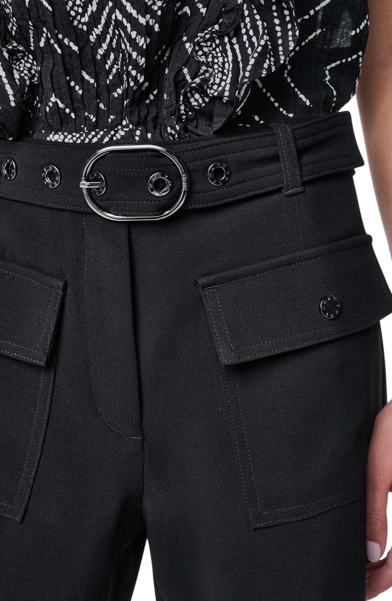 DKNY Belted Crepe Shorts, Alternate, color, Black