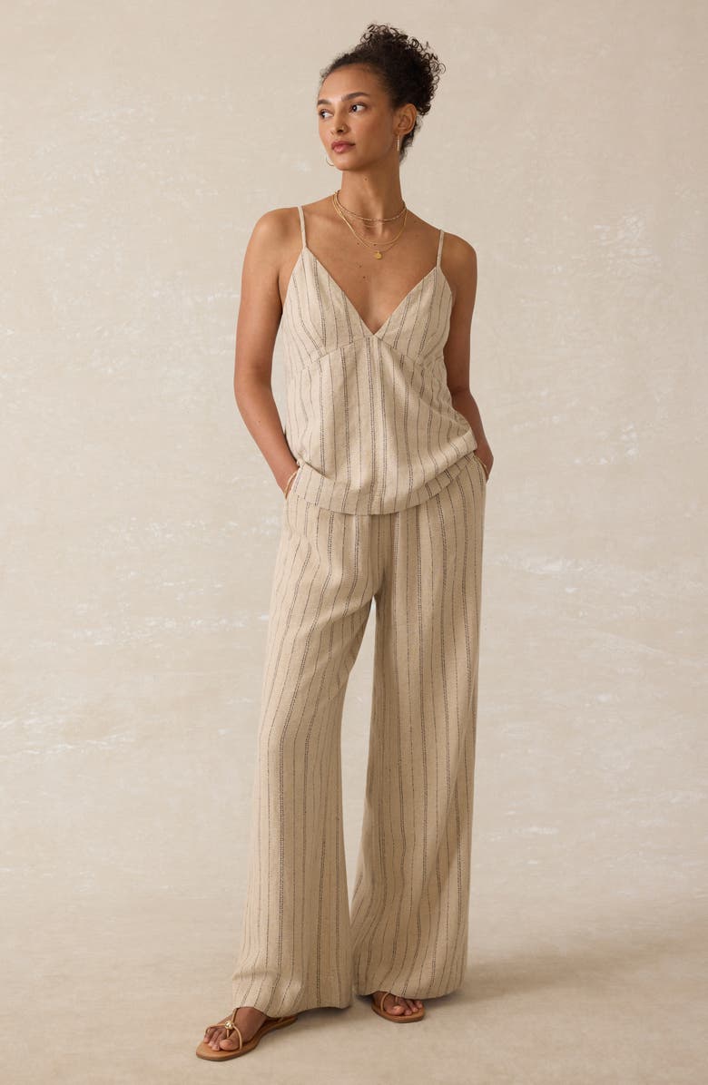 Faherty Riviera Stripe Linen Blend Pants, Alternate, color, Driftwood Stripe