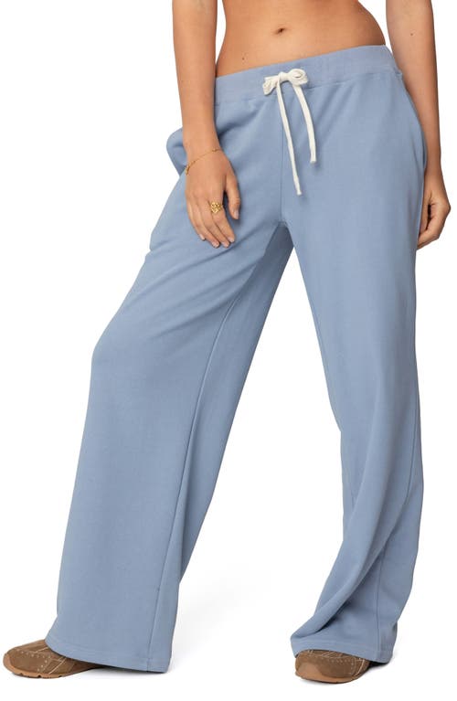 Edikted Straight Leg French Terry Sweatpants In Blue