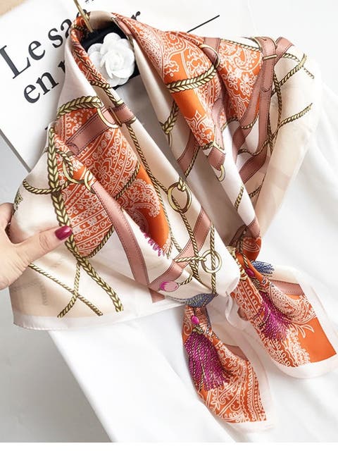 Pure Mulberry Silk Printed Square Shawl Scarf