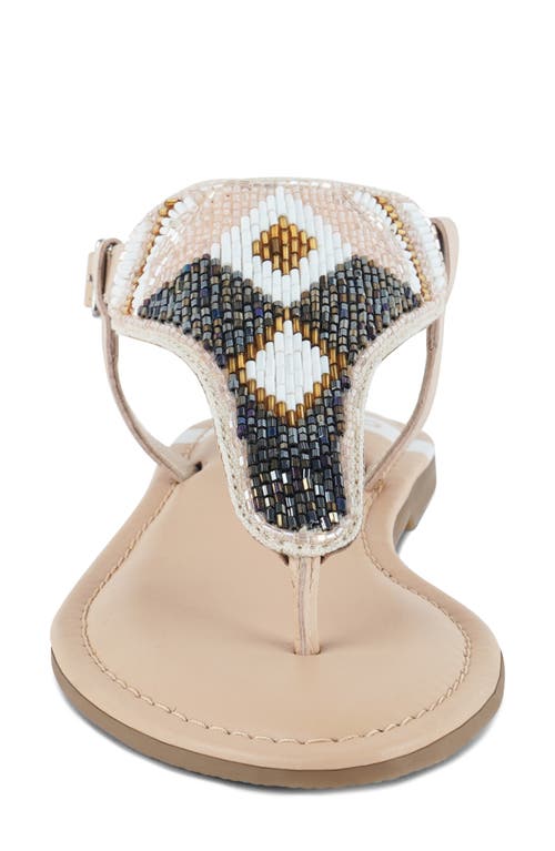 Rag & Co Women's Neutrals Chitra Pin Buckle Beaded Flat Sandals In Beige In Beige
