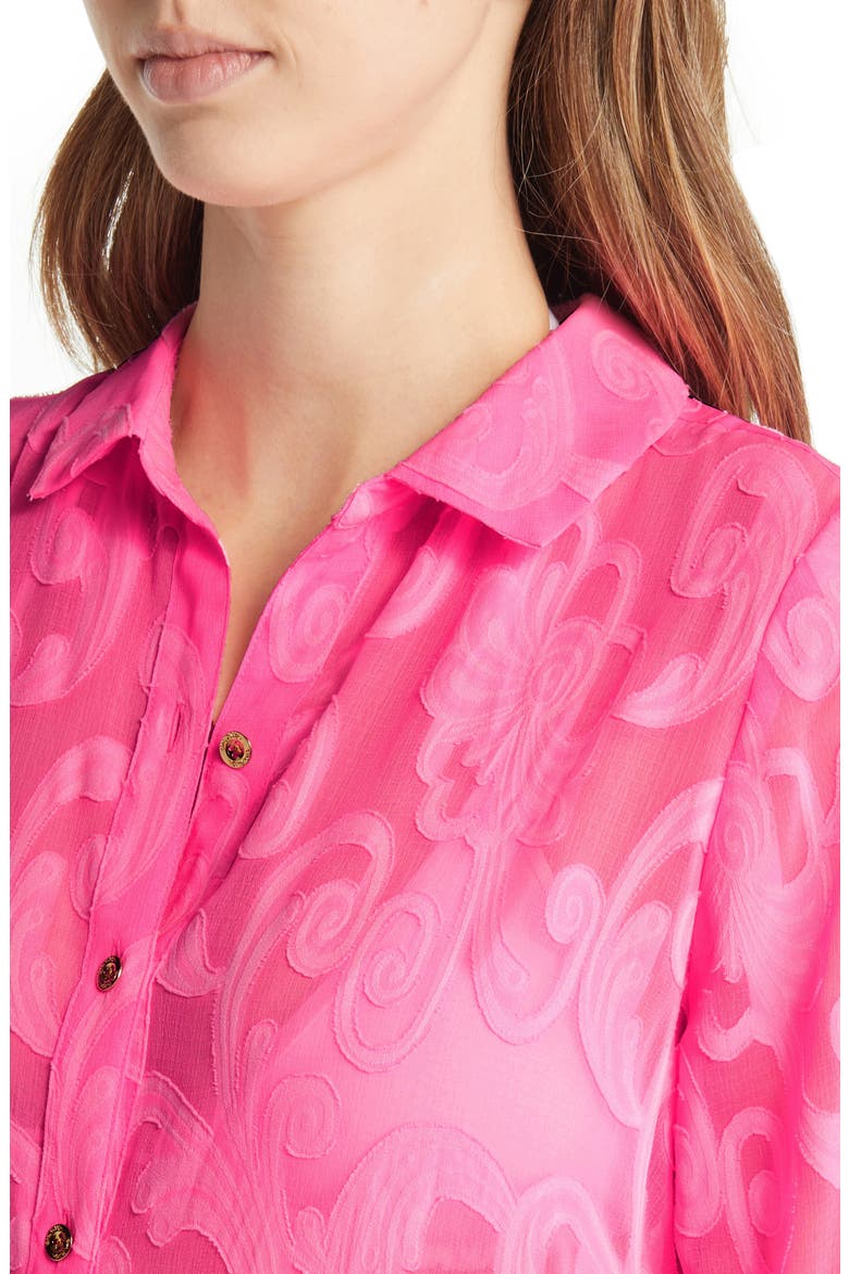 Jacquard Cover-Up Shirtdress, Alternate, color, PINK SHANDY POLY CREPE SWIRL C