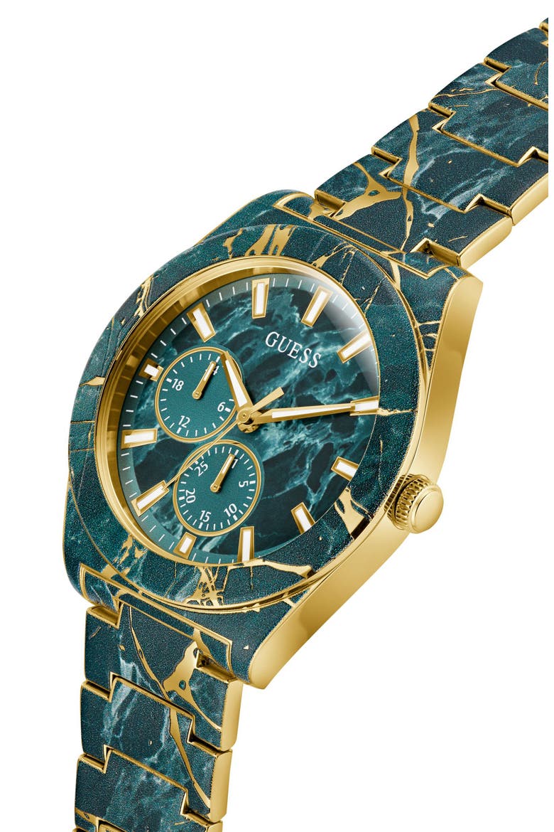 Marbled Multifunction Bracelet Watch, 44mm, Alternate, color, GREEN MARBLE