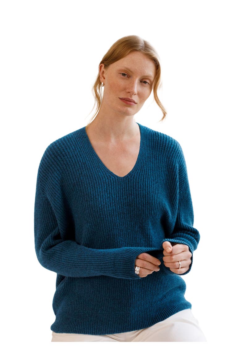 Geelong Cocoon V-Neck Sweater, Main, color, ICELANDIC BLUE