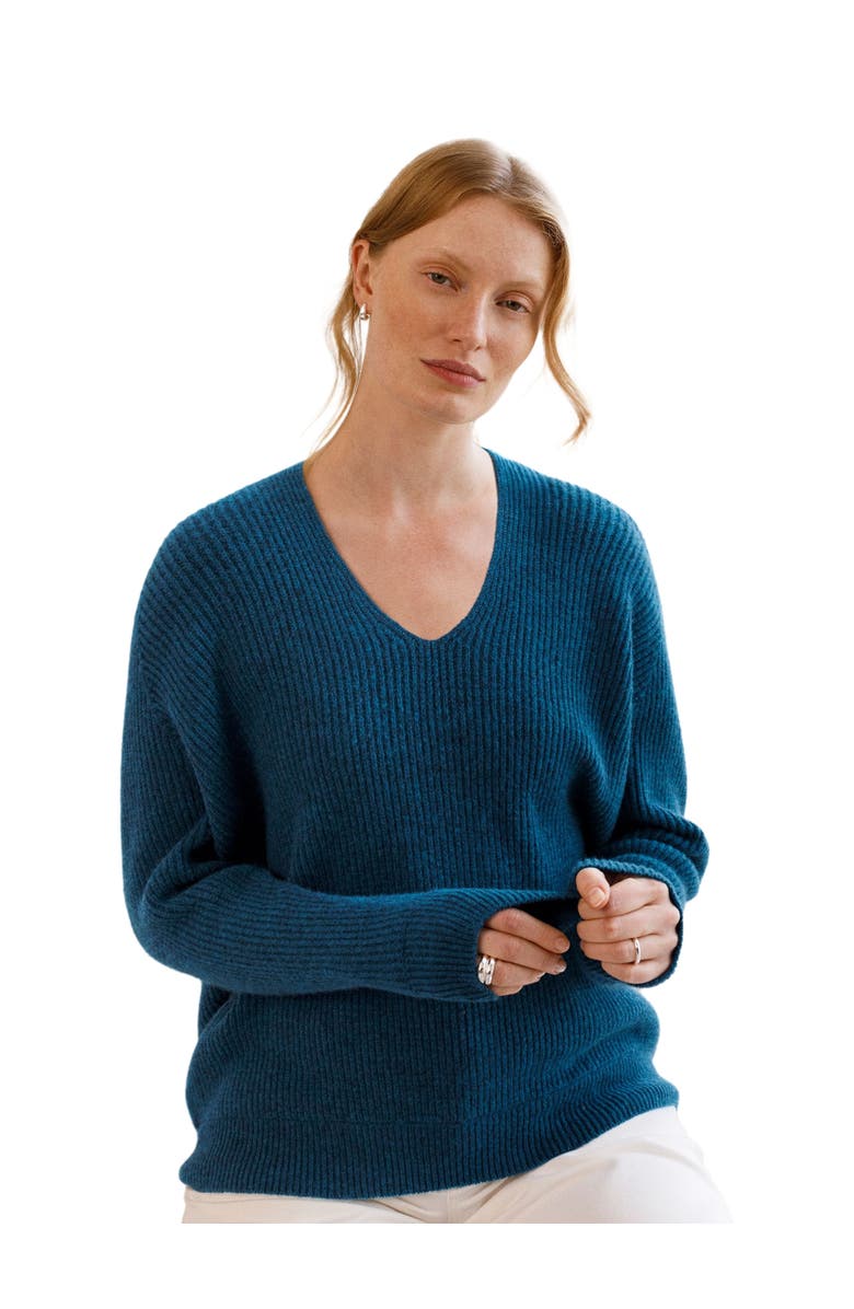 Celtic & Co. Geelong Cocoon V-Neck Sweater, Main, color, Icelandic Blue