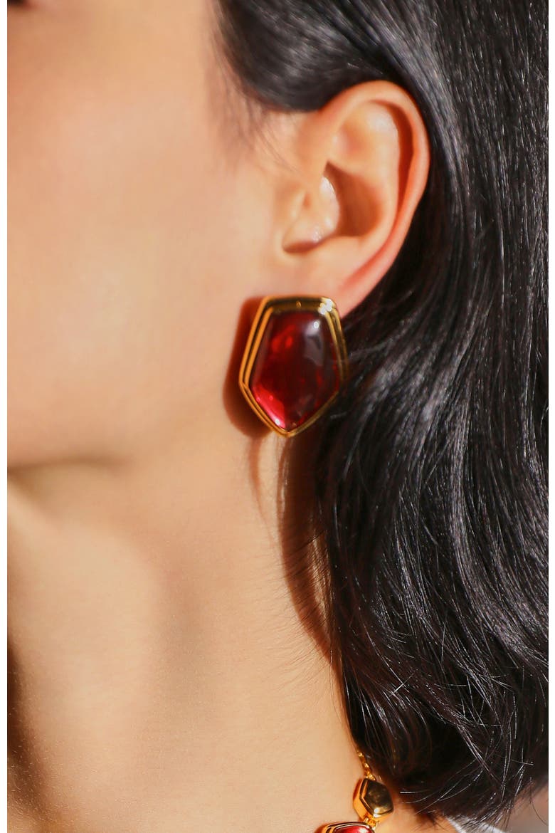 Rome Velvet Earrings, Alternate, color, Red & Gold