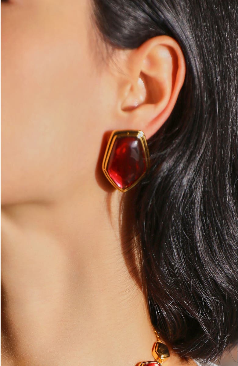 RC RETRO CHIC Rome Velvet Earrings, Alternate, color, Red & Gold