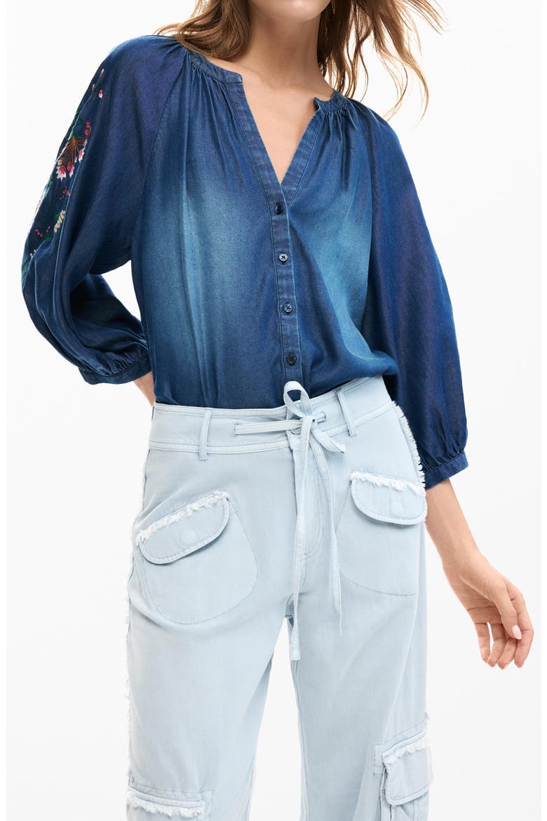 Frayed Cargo Pants, Alternate, color, LIGHT BLUE