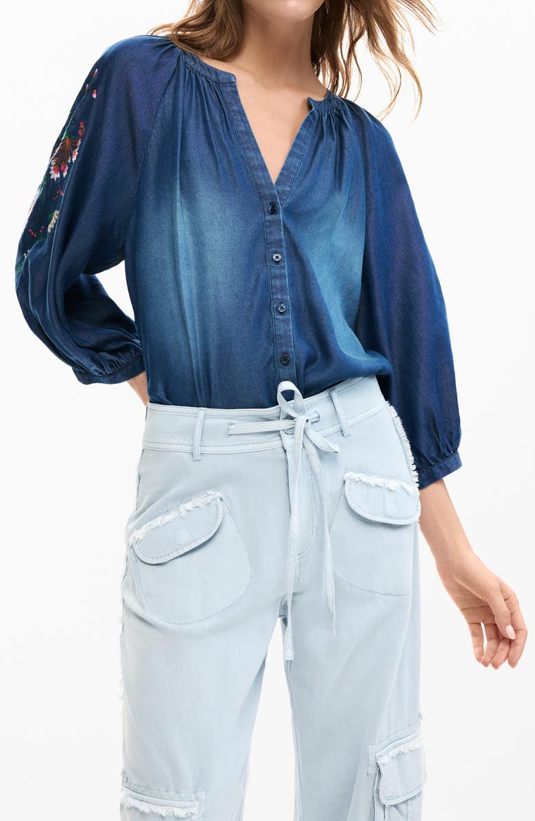 Desigual Frayed Cargo Pants, Alternate, color, Light Blue