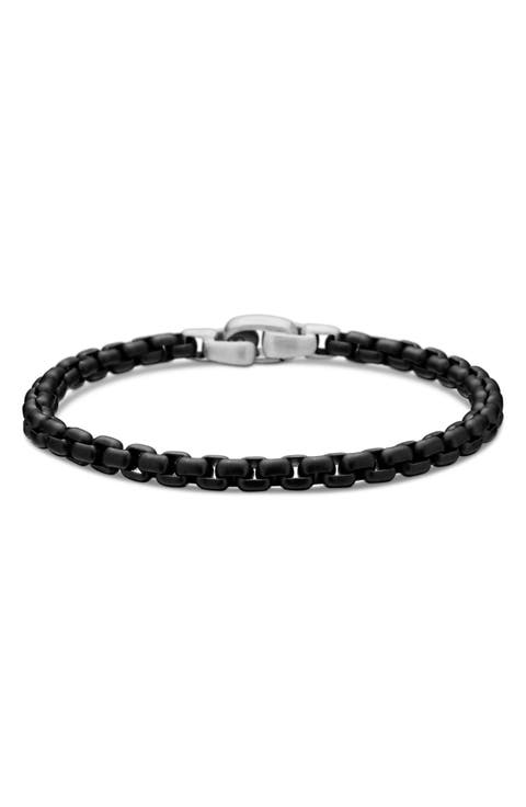 Men's Box Chain Bracelet in Darkened Stainless Steel, 5mm