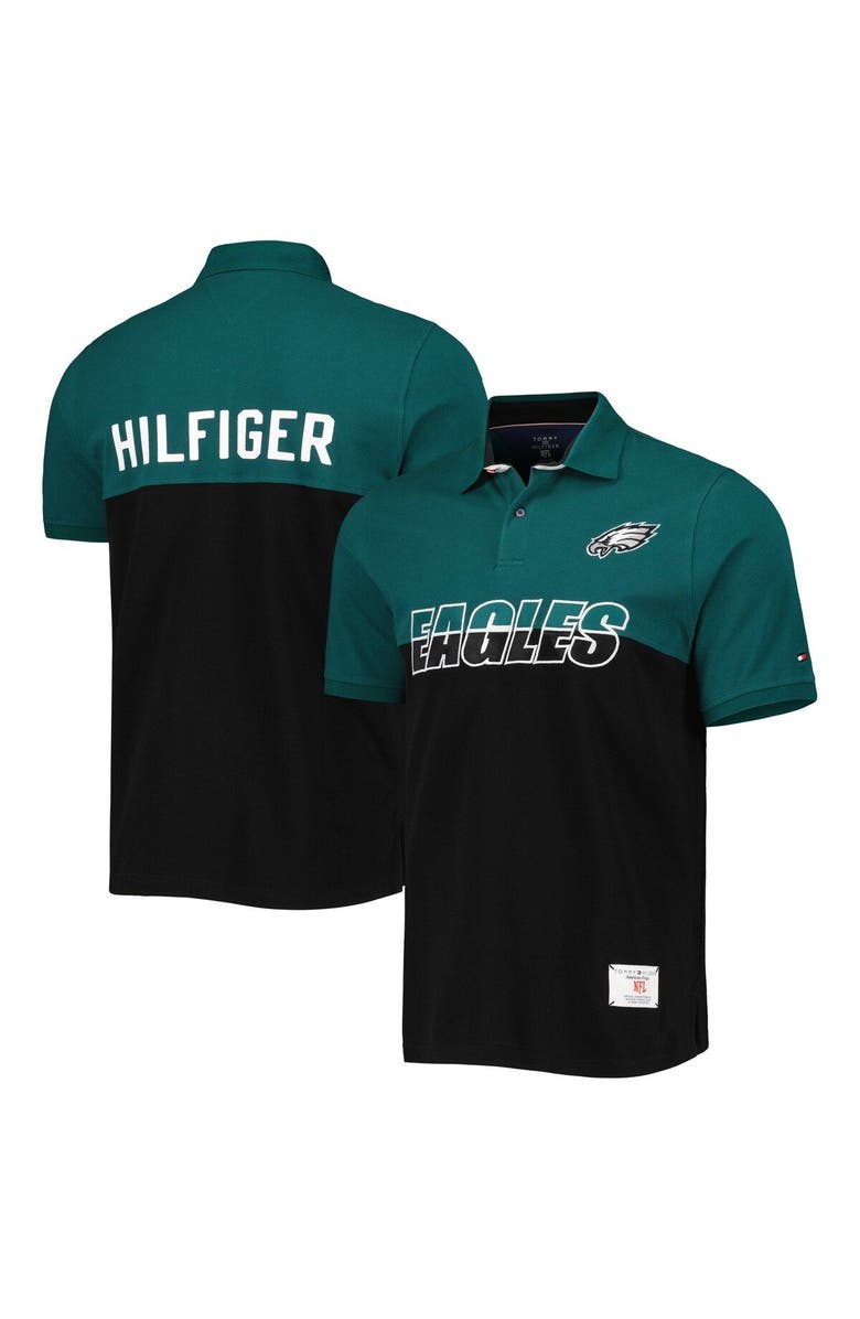 Tommy Hilfiger Men's Tommy Hilfiger Black/Midnight Green Philadelphia Eagles Color Block Polo, Main, color,