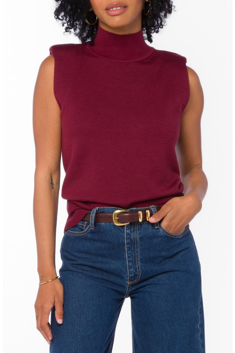 Camari Mock Neck Sleeveless Sweater, Main, color, BORDEAUX