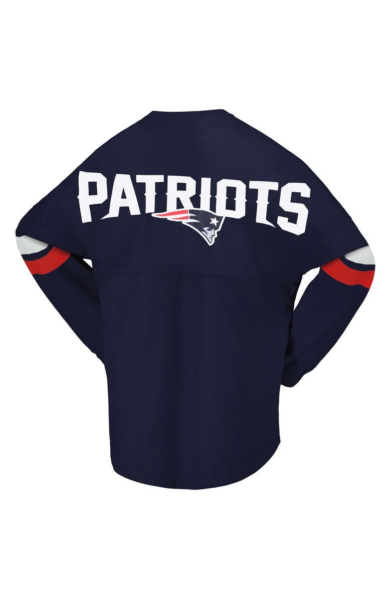 FANATICS Women's Fanatics Branded Navy New England Patriots Spirit Jersey Lace-Up V-Neck Long Sleeve T-Shirt, Alternate, color, Navy