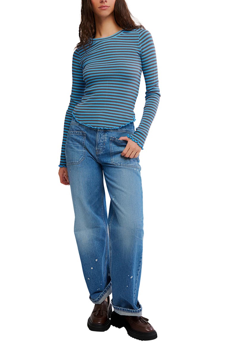 We The Free Easy Does It Striped T-Shirt, Alternate, color, BLUE COMBO