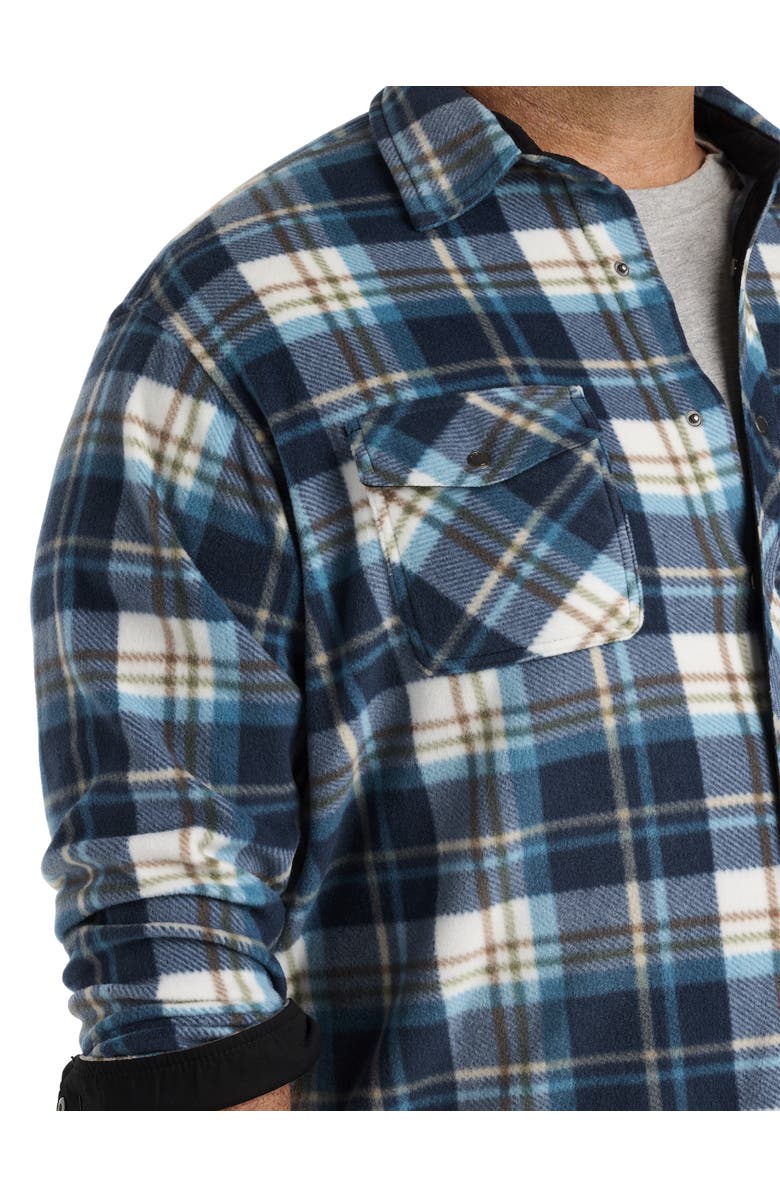 O'Neill Big & Tall Glacier Plaid Superfleece Flannel Shirt Jacket, Alternate, color, Midnight Navy