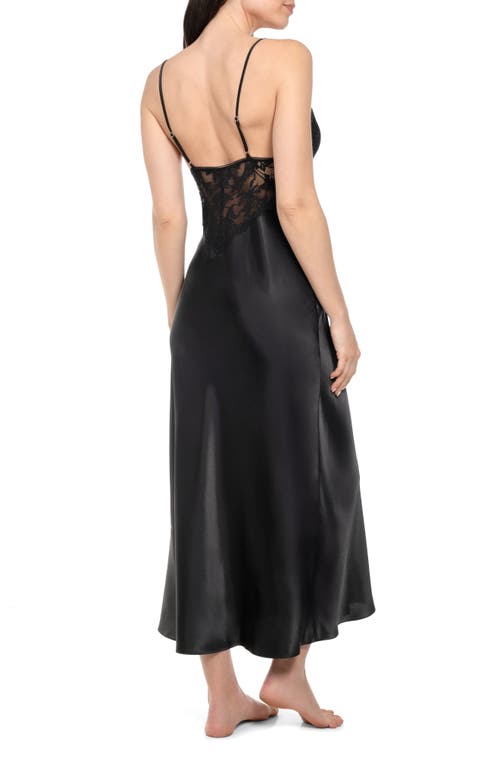 In Bloom By Jonquil Rosalie Satin & Lace Nightgown In Black