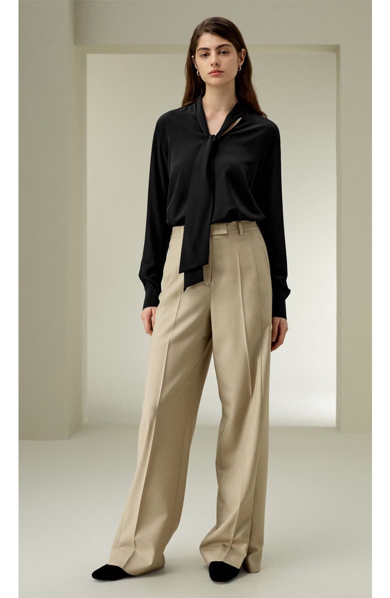 Lilysilk Silk Bowtie Blouse, Alternate, color, Black