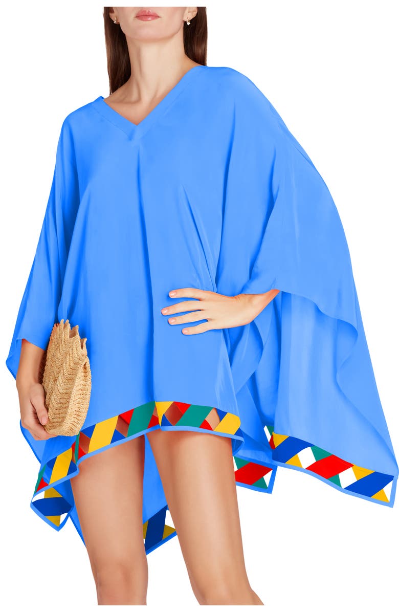 VALIMARE Bandage Hem Chiffon Cover-up Poncho, Alternate, color, Blue