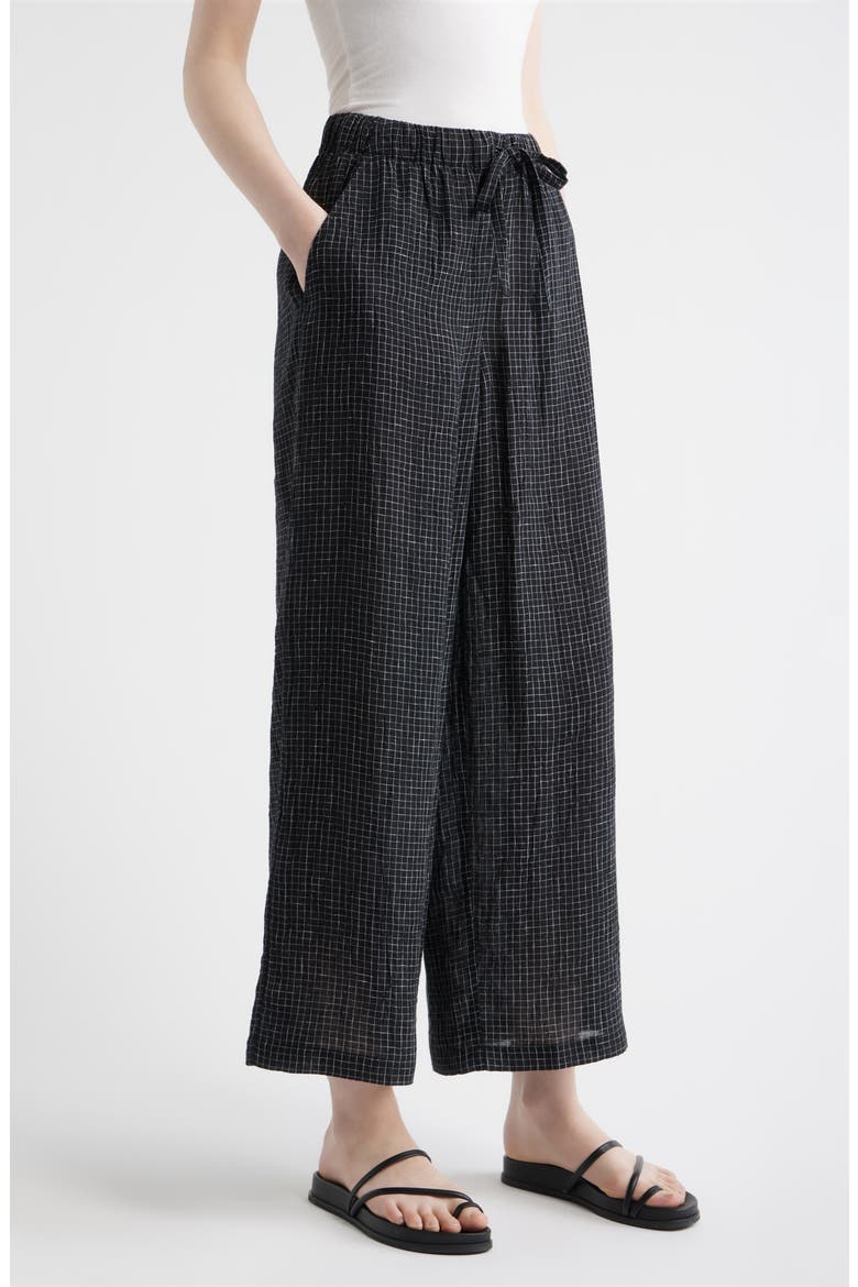 Windowpane Check Wide Leg Ankle Pants, Alternate, color, BLACK/ WHITE