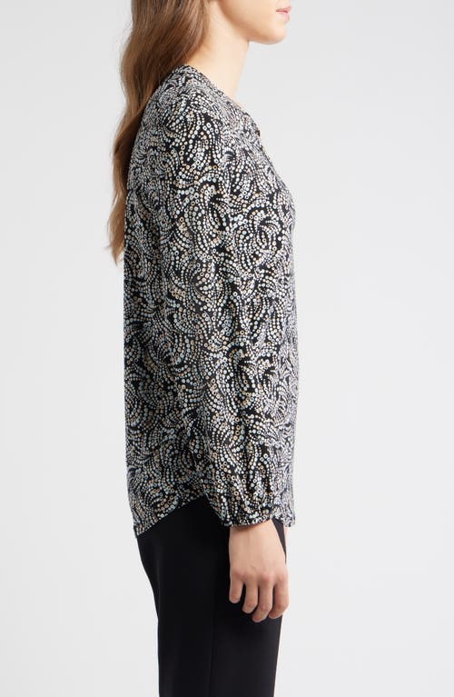 Ak Anne Klein Split Neck Top In Multi