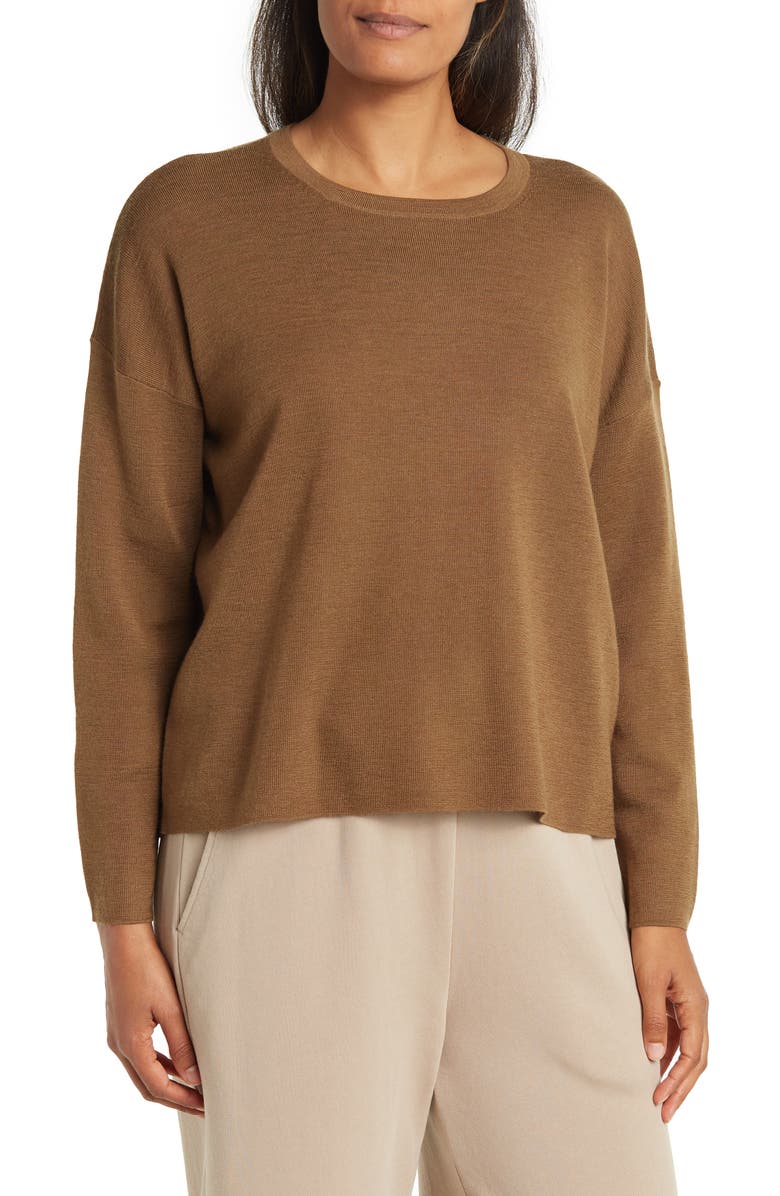 Eileen Fisher Long Sleeve Crew Neck Pullover, Main, color,