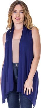 24seven Comfort Apparel Draped Open Front Sleeveless Cardigan Vest