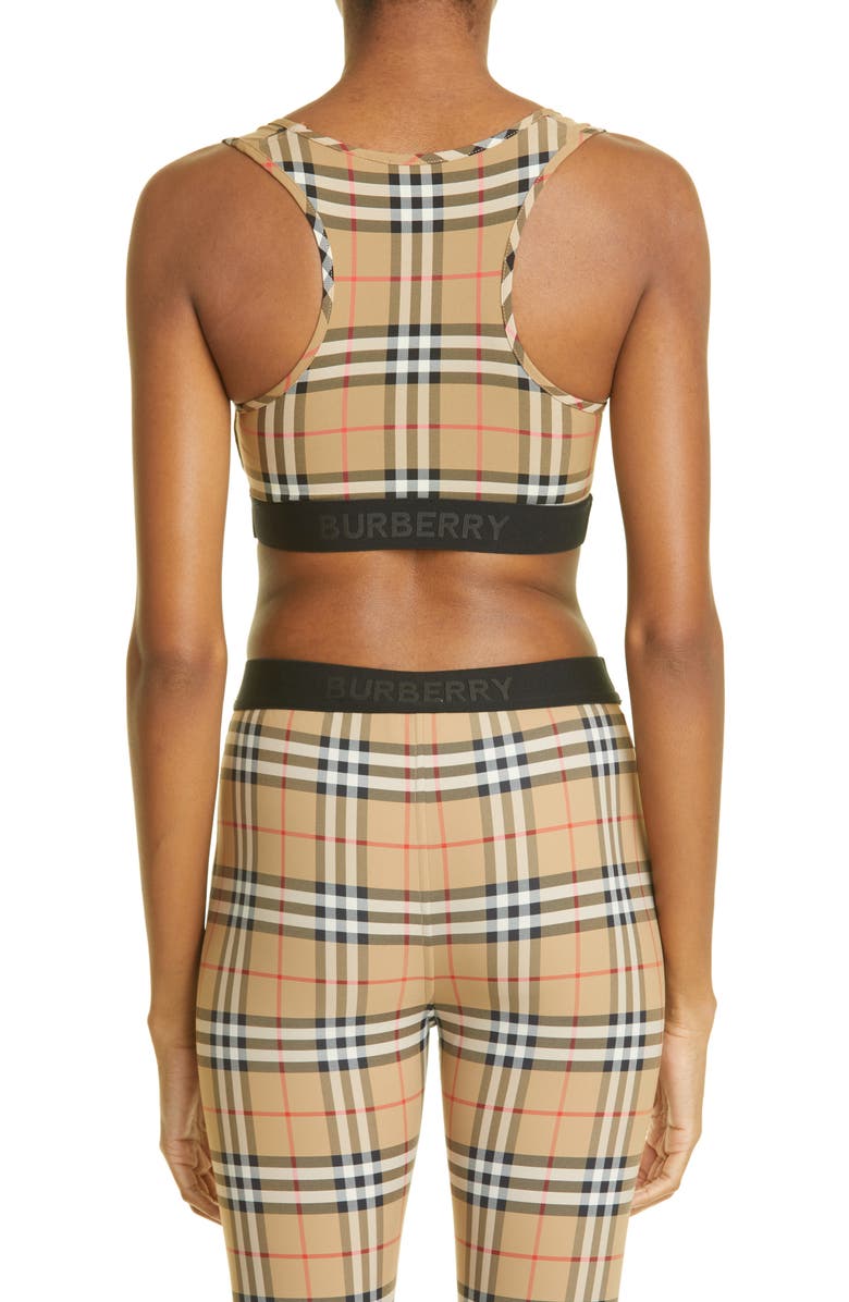 Burberry Dalby Check Sports Bra, Alternate, color, Archive Beige Ip Chk