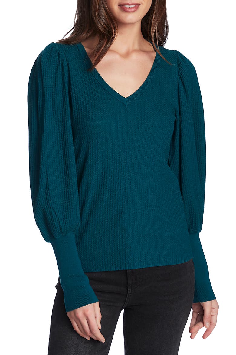 Blouson Sleeve Textured Sweater, Main, color, VINTAGE SPRUCE