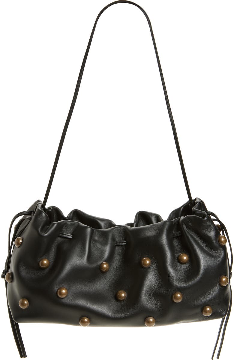 Altuzarra Drawstring Studded Leather Clutch, Alternate, color,