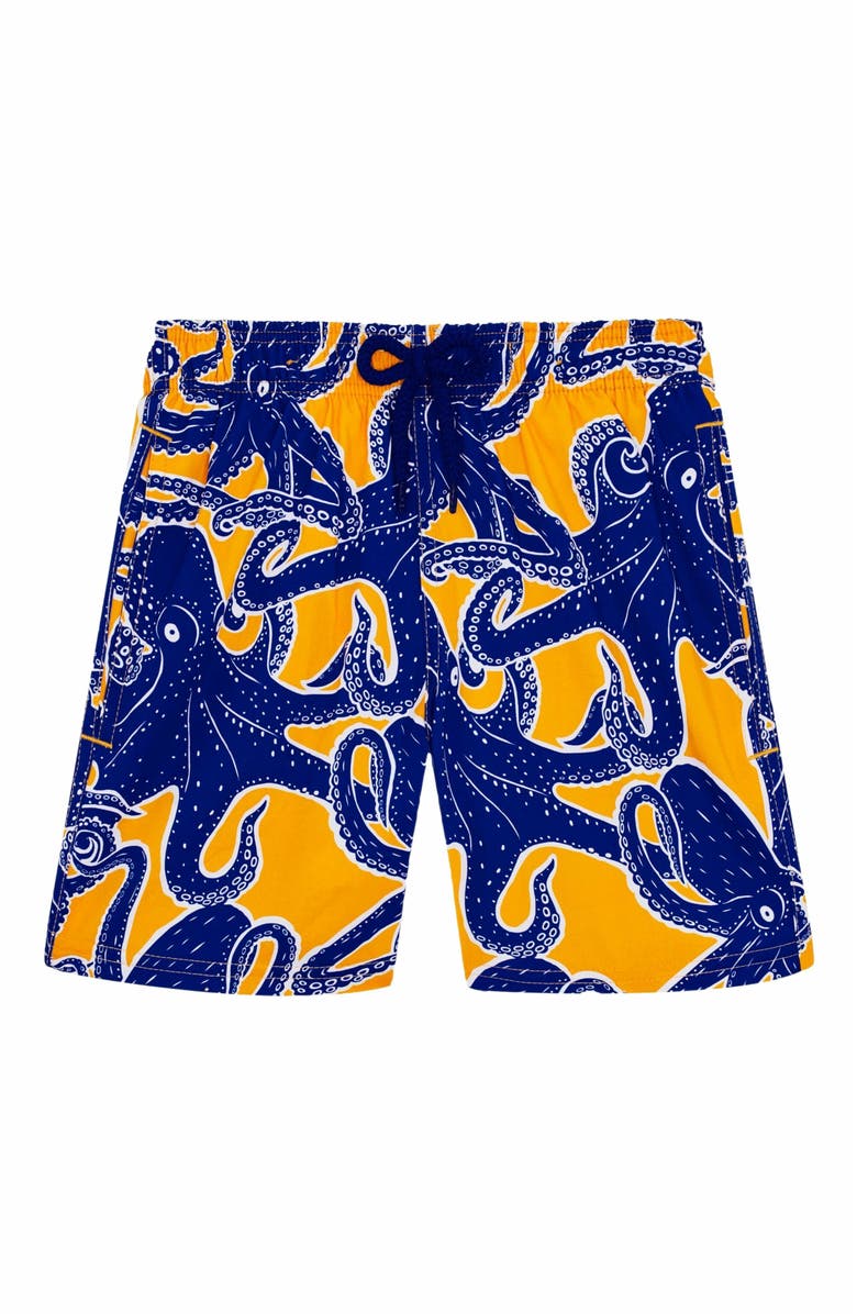 Vilebrequin Kids' Poulpes Stretch Swim Shorts, Main, color, Mangue