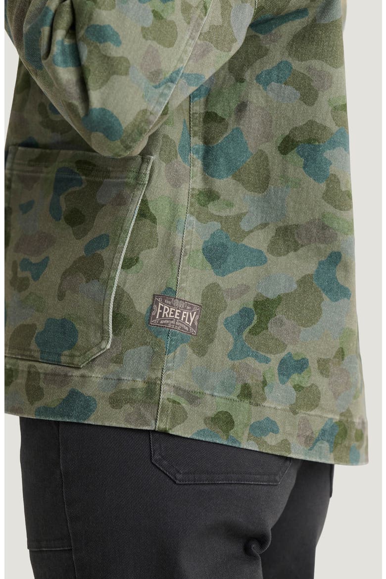Folly Stretch Cotton Twill Chore Coat, Alternate, color, WATERCOLOR CAMO OIL GREEN