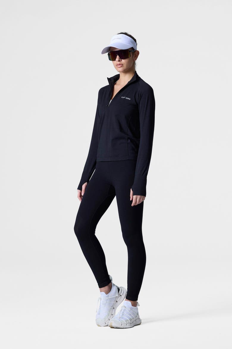 Tech Merino Classic Fit Half Zip Long Sleeve Base Layer, Alternate, color, Black