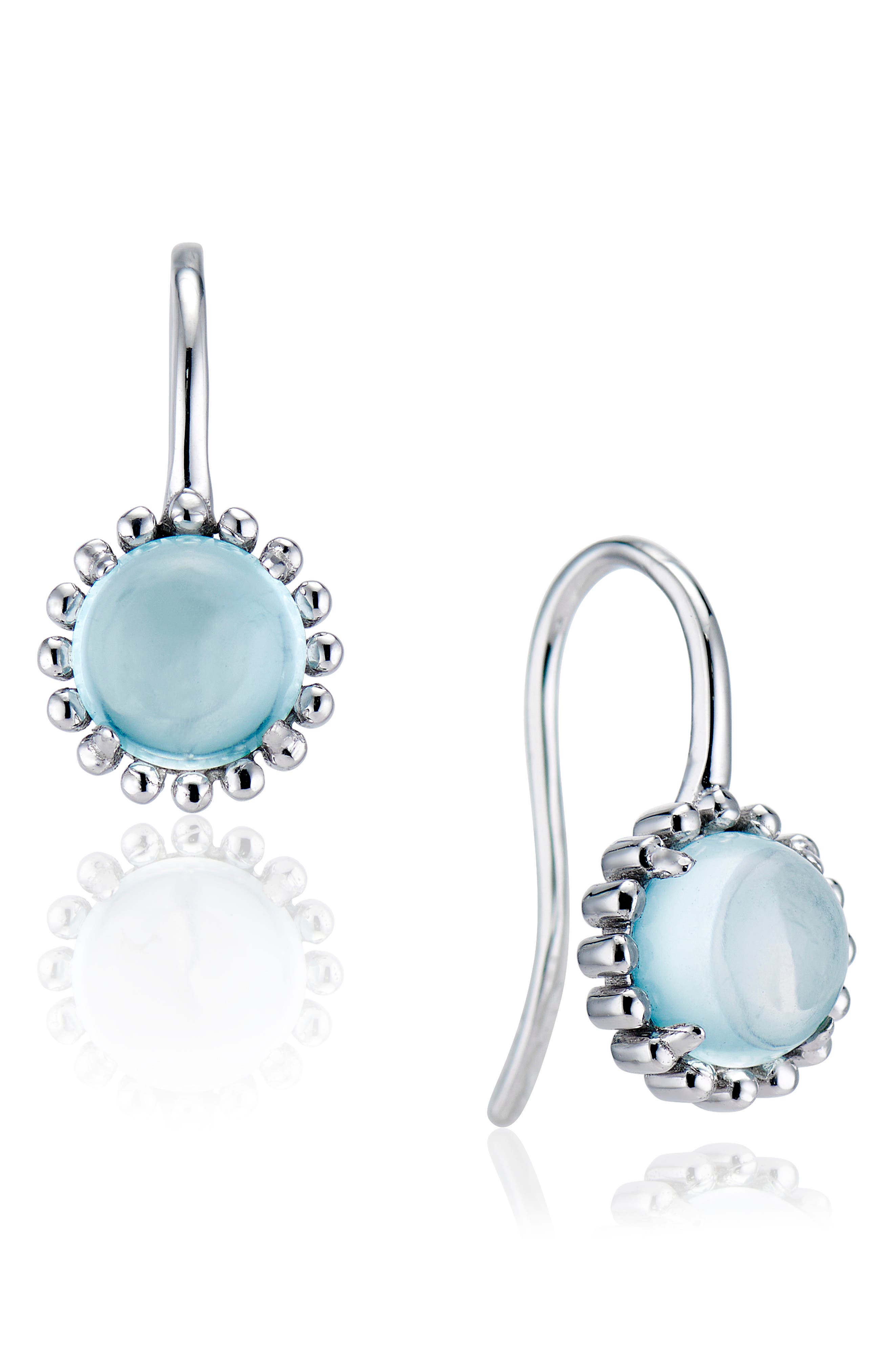 House of Frosted Sterling Silver Blue Topaz Floral Drop Earrings