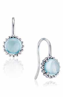 House of Frosted Sterling Silver Blue Topaz Floral Drop Earrings