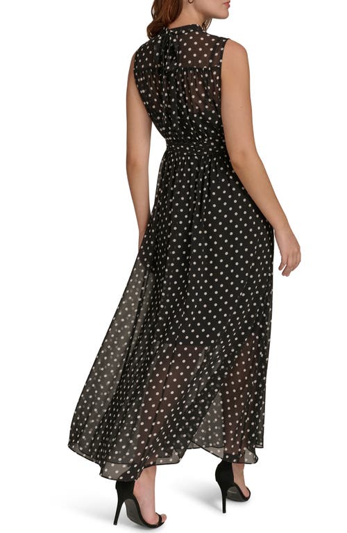 Tommy Hilfiger Sleeveless Polka Dot Maxi Dress In Black/ivory