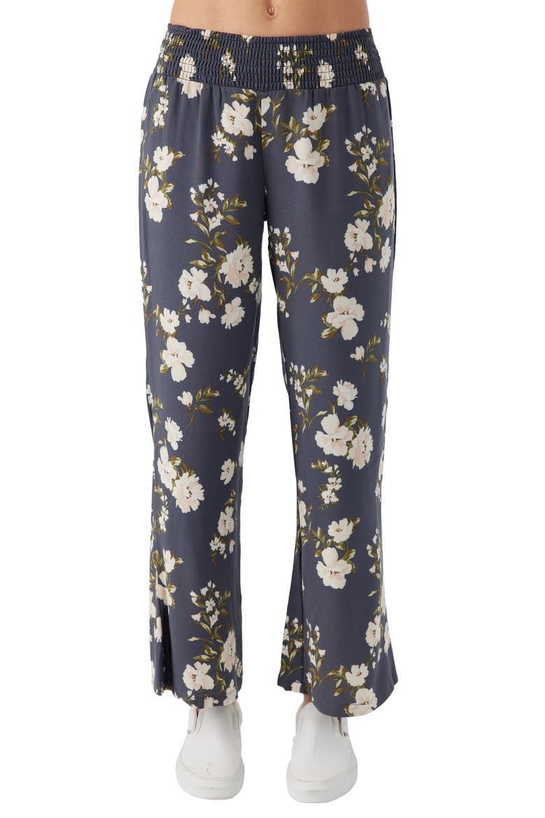 Kids' Tommie Floral Smocked Waist Pants, Main, color, PERISCOPE