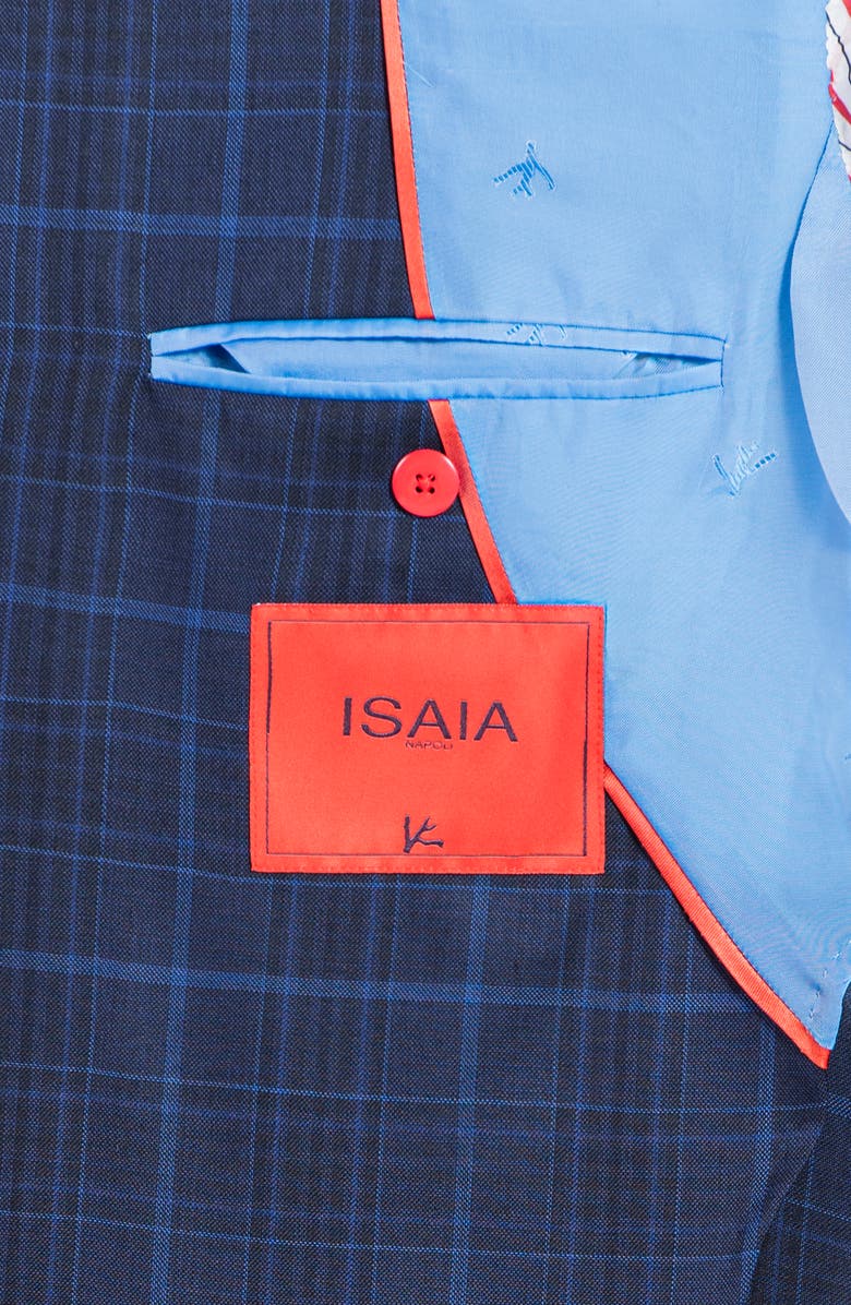ISAIA Slim Fit Windowpane Check Wool Blazer, Alternate, color,